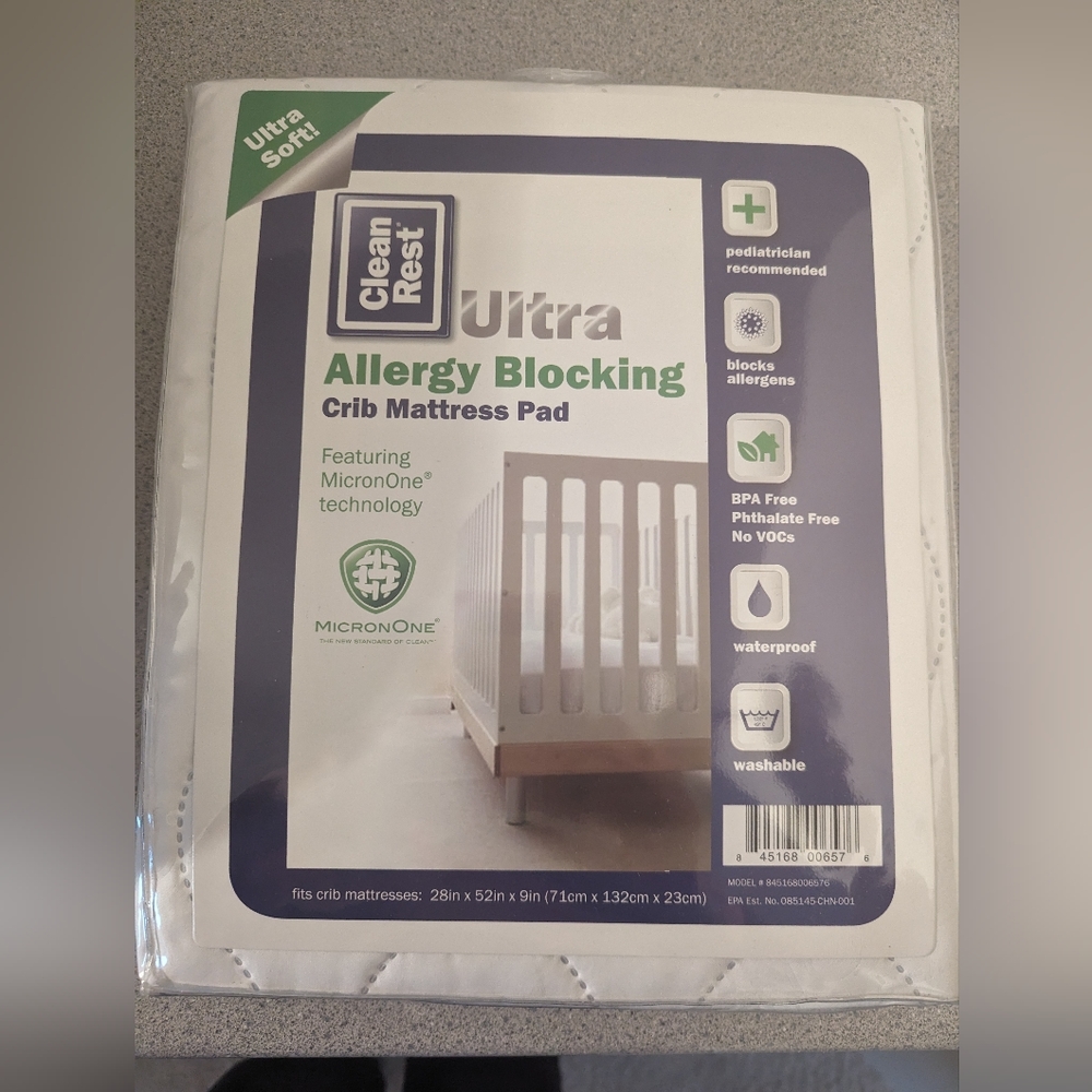 Allergy blocking crib mattress pad